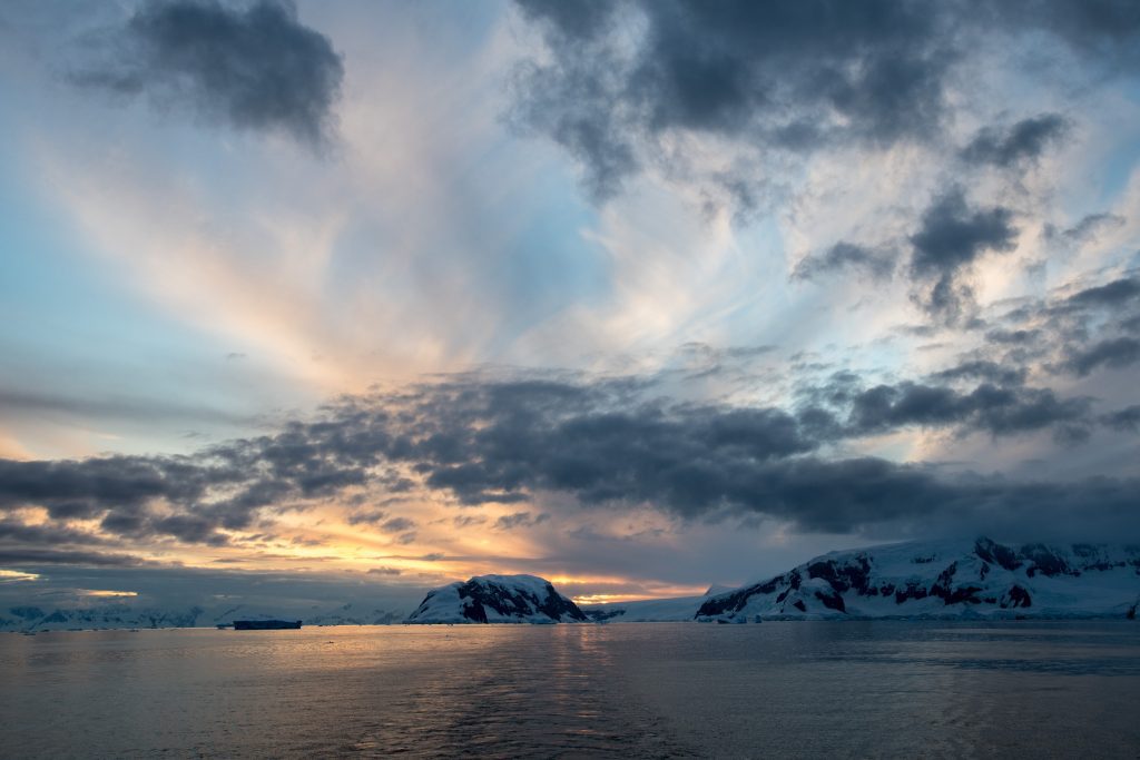 An Antarctic sunset.