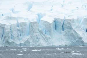 A glacier face at the Antarctic Peninsula. 