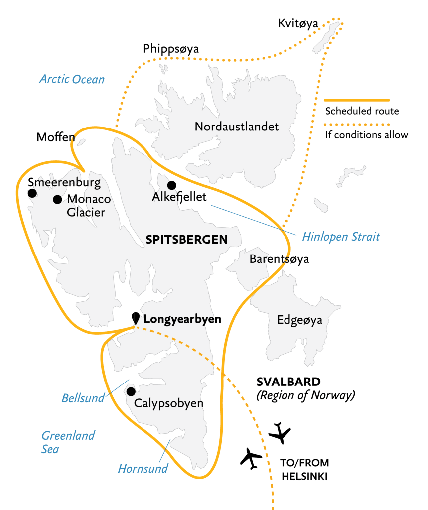 Route map of Spitsbergen circumnavigation. 
