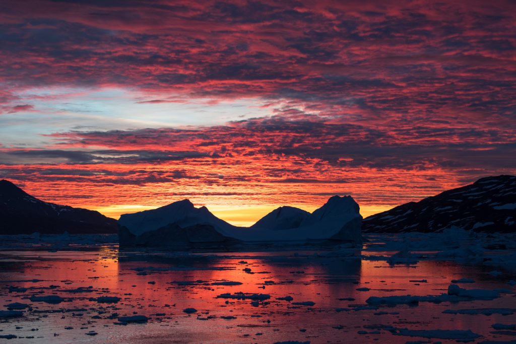 Epic sunrise in East Greenland. 