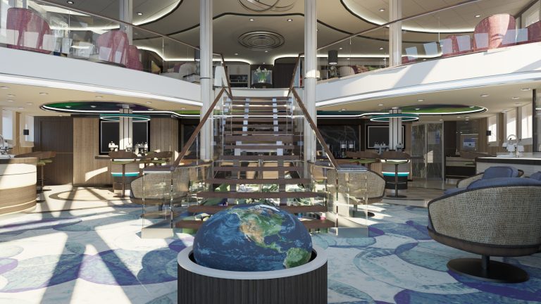 Douglas Mawson Atrium Render with globe and staircase