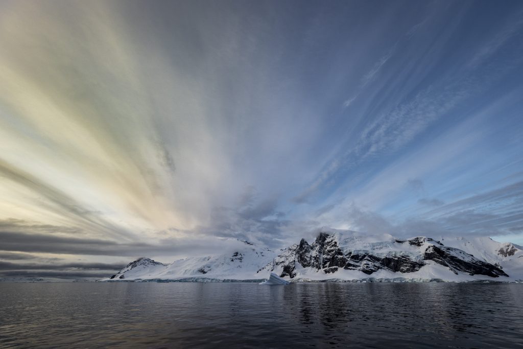 Sunset in Antarctica. 