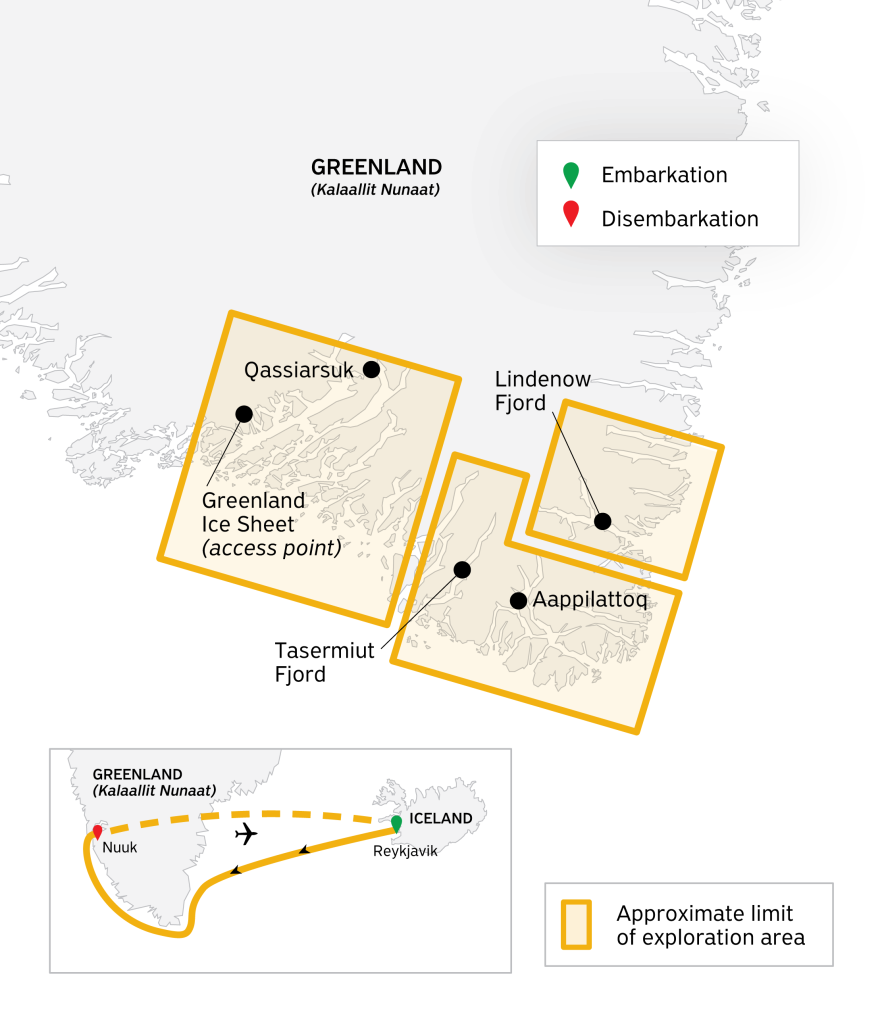 Route Map for South Greenland: Alpine Exploration by Helicopter