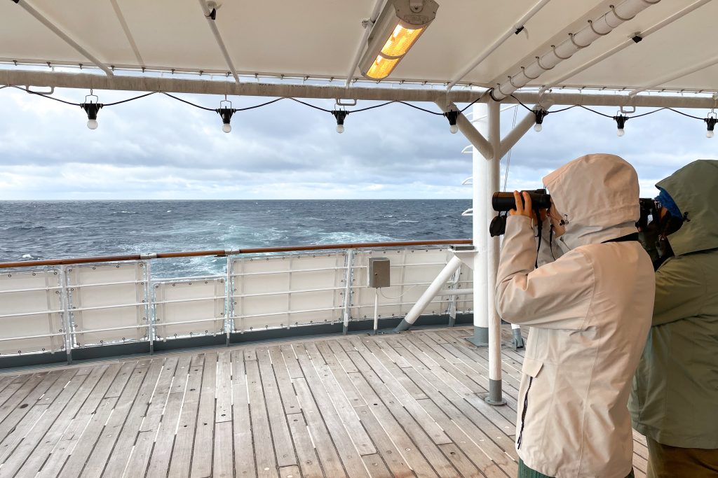 Birdwatching while sailing across the Drake Passage. 