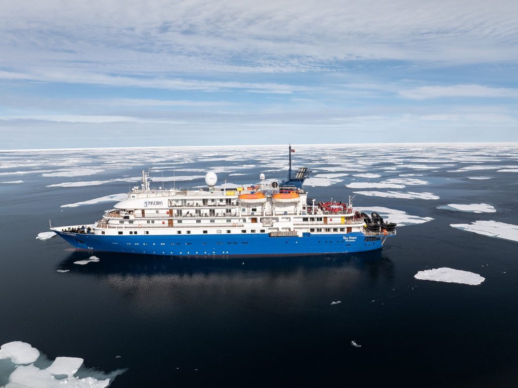 A bird's eye view of the ship Sea Spirit. 