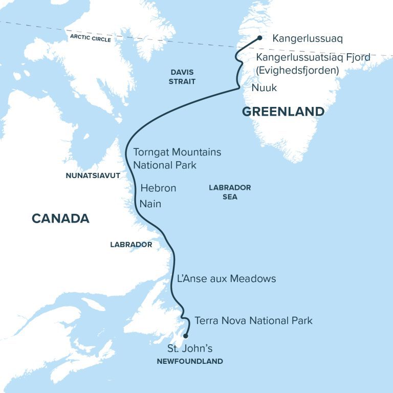 Greenland and Wild Labrador route map