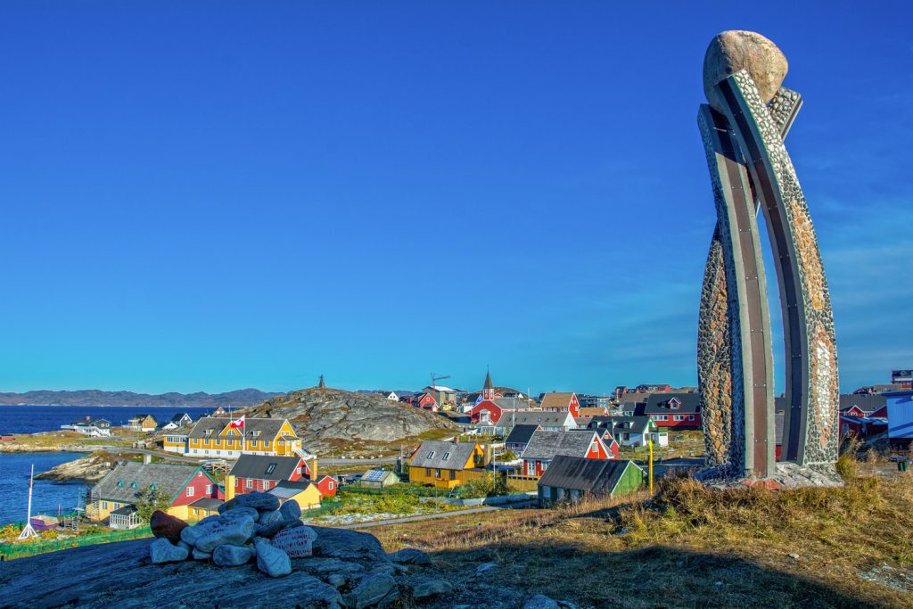 A statue near Arctic village.