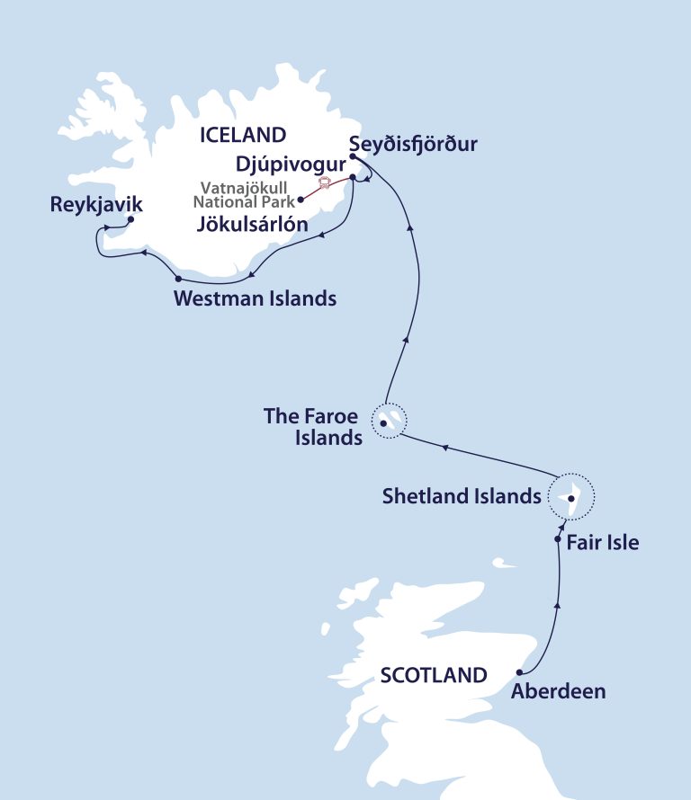 Scotland, Faroes & Iceland - Route Map