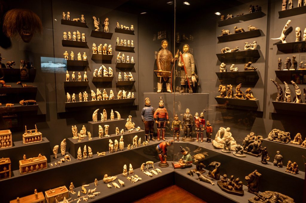 Shelves of Intuit art at a shop in Greenland.