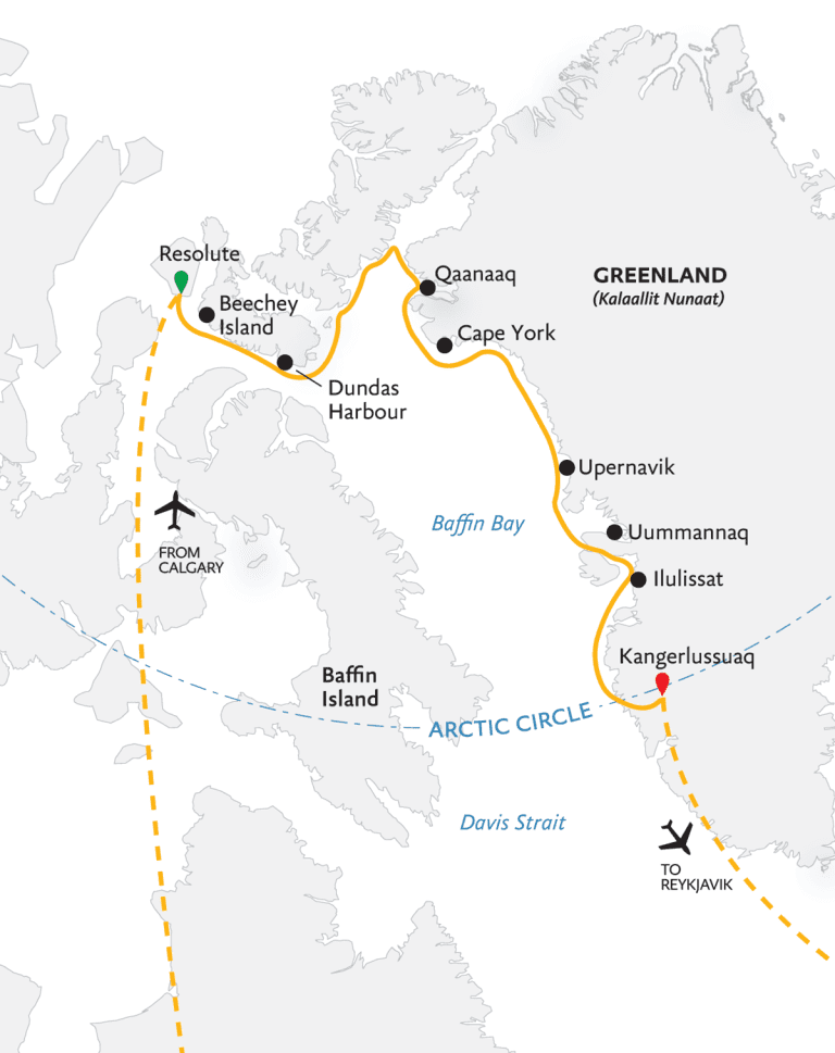 Northwest Passage: Epic High Arctic route map from Resolute to Kangerlussuaq