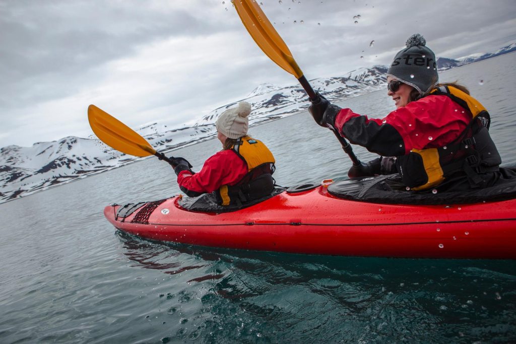 Two guests kayaking. 