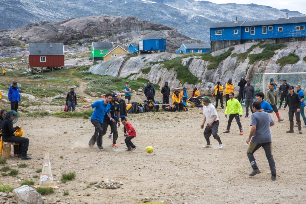 A pickup soccer game in South Greenland.
