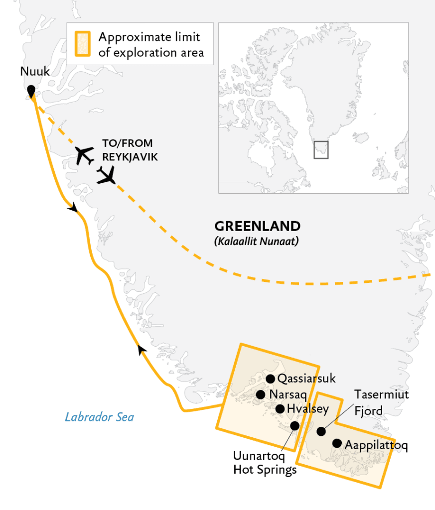 Map of southern Greenland.