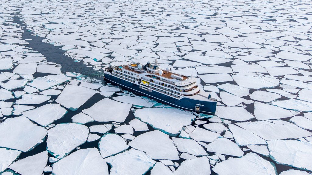 The ship HS Vega sailing through pack ice.