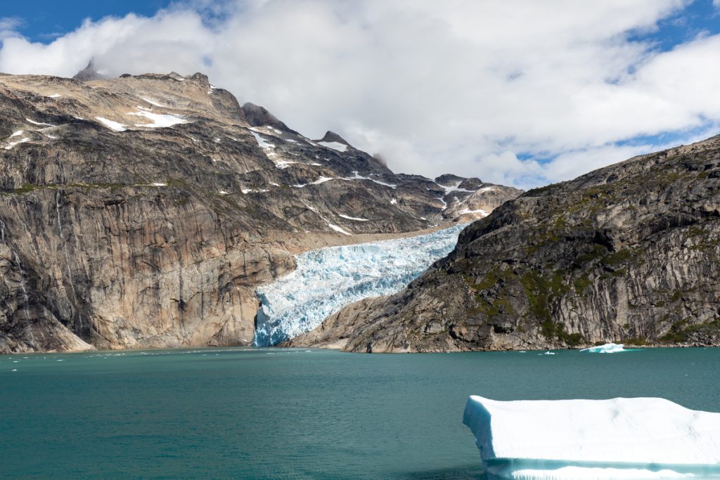 A hanging glacier in South Greenland. 