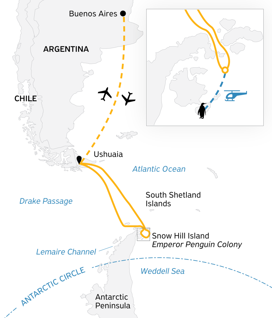 Route map for Snow Hill to Peninsula voyage. 