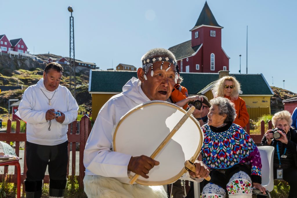 An Inuit drummer in West Greenland.
